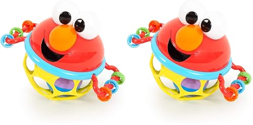 Image of Bright Starts Sesame Street Jingle & Shake Elmo BPA-Free Easy Grasp Baby Rattle, Ages 3-12 Months (Pack of 2)