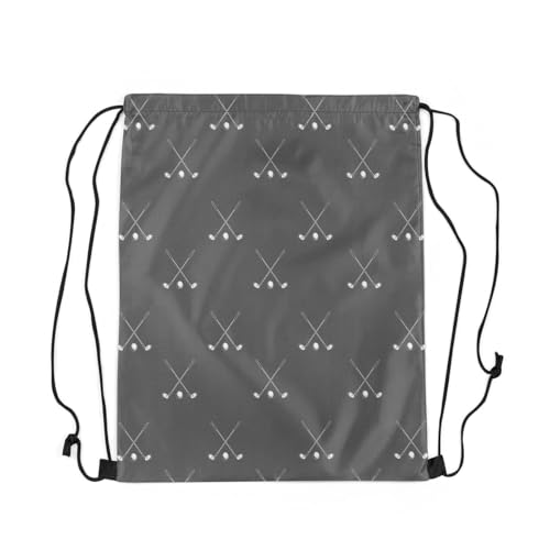 Castle Fairy Golf Sports Waterproof Drawstring Bag,Modern Ball Gaming Backpack for Shopping Travelling,Simple Dark Grey Sackpacks Gym Pack2