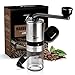 Zweex Kaffeemühle manuell aus Edelstahl und Glas Handkaffeemühle Keramikmahlwerk Handkaffeemühle mit 6 Mahlgradeinstellung Espressomühle Inkl. Bürste und Tasche