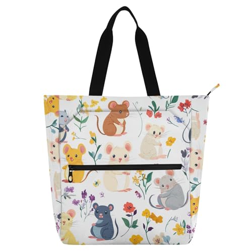 Bolsa para libros escolar con cremallera y diseño de ratones coloridos