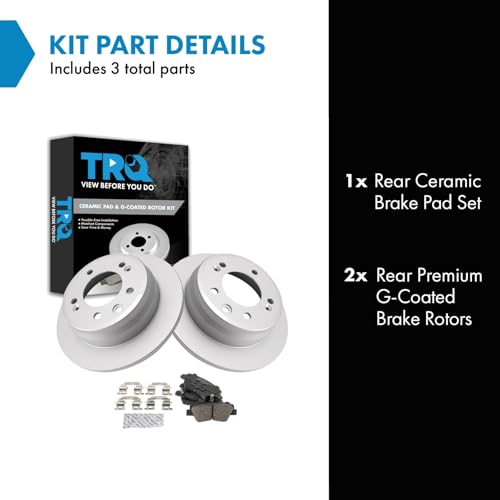 Image of TRQ Rear Brake Pad and Rotor Set Ceramic Coated Rotors Compatible with 2016 Kia Sportage Front Wheel Drive Rear with Manual Parking Brake