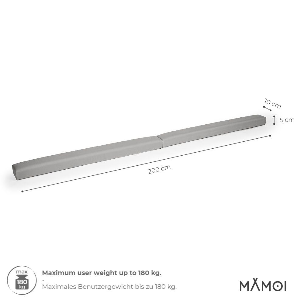MAMOI® Gymnastikbalancebalken, klappbar, Kunstleder, 200 cm, rutschfest, weiche Oberfläche, Heimtraining, bis 180 kg Belastbarkeit