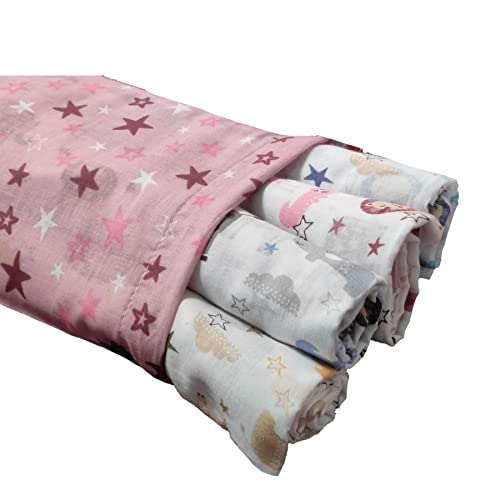 Image of Trance Home Linen Super Ultra Soft 100% Cotton New Born Baby Swaddle Wrap,New Born Babies Soft Pure Cotton Sheets,Ideal Baby Shower Gift,Baby Wrap Set(100x100 cm,Animals,Pack of 4),TC,200,Assorted