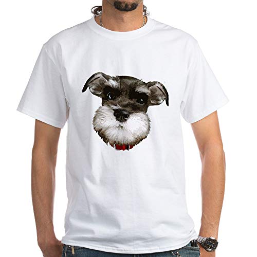 CafePress Mini_Schnauzer_Face001 T Shirt 100% Cotton T-Shirt, White