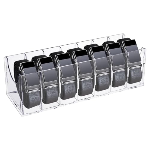 UNICRAFTALE Gürtel Organizer Acryl Gürtel Aufbewahrungshalter Vitrine Mit 7 Fach Durchsichtige Behälter Aufbewahrungshalter Für Uhren Krawatten Schmuck Und Accessoires Für Den Schrank