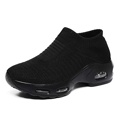 Women Knitted Upper Air Cushion Sole Lightweight Slip-On Sock Sneakers Casual Walking Shoes Doctor and Nurse Work Shoes