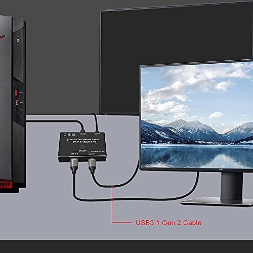 CABLEDECONN USB-C Type-C 8K Updated Switch USB 3.1 C Gen 2 Cable for Video Bi-Direction 8K@30Hz 4K@120Hz Power Delivery 100w 10Gbps Data Transfer Splitter Converter