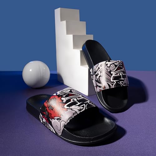 Image of ARVAN Mens Multicolour Graphic EVA Sliders | Lightweight Slip-On Slippers with Cushioned Sole | Casual Open-Toe Slides