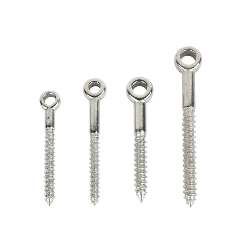 Lifting Eyebolt, Marine Grade Stainless Steel 316 Eye Shape Self Tapping Screws Eyelet Ring Hooks for Wood Terminal and Wire Rope Accessories Bolts(M5X50MM)