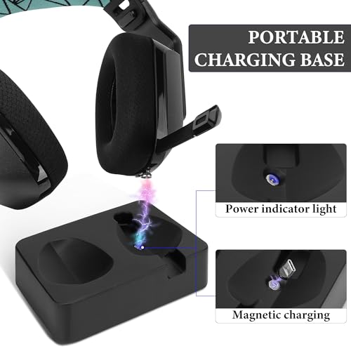 Image of GEEKRIA Headphones Charging Stand for Logitech G733 Lightspeed Wireless Gaming Headset, 3D Printed Resin Magnetic Dock, Gaming Headset Base (Black)