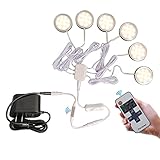 CRISETEK Puck Lights with Remote Under Cabinet Lights Wired 2.5W x 6 Packs Warm White 3000K Kitchen...