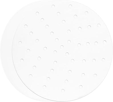 100 Pcs Perforated Bamboo Steamer Liners, Dumpling Steam Paper, 10 Inch Round Anti-Stick Steamer Paper for Bamboo Steamer, Metal Steamer White