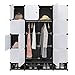 WOLTU SR0090sw DIY Armadio a Cubo Grande Guardaroba Pieghevoli Stanzino Combinato Ripostiglio Modulare Scarpiera Bianco+Nero