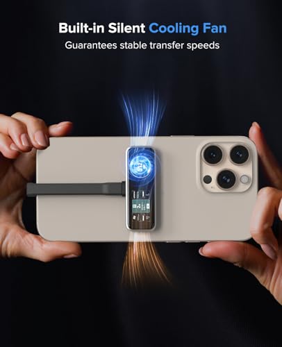 Image of ZIKE Z791C Magnetic Portable SSD 512 GB, External SSD Built-in Fan, 4K 120fps ProRes Video Recording, USB 3.2 Gen2 up to 990 MB /s, Supports PD3.0 Port 27 W Charging Compatible with iPhone 16 /15
