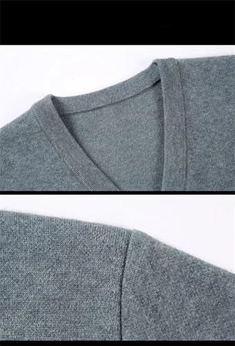 Men's Knitted V-Neck Wool Sweater Thick Solid Color Pullovers Business Casual Sweater Top4