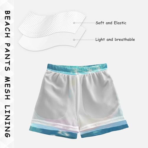 DOMIKING Kitten Cat Blue Boys' Pull On Swim Trunks Quick Dry Boardshorts with Mesh Lining for Kid Boy Toddler M4