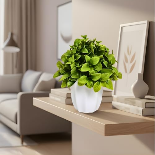 Image of fancymart Artificial Citrus Leaves Green Bunch in Pot - 22 cm Height, Perfect for Tabletop Decoration | Ideal for Home & Office Decor