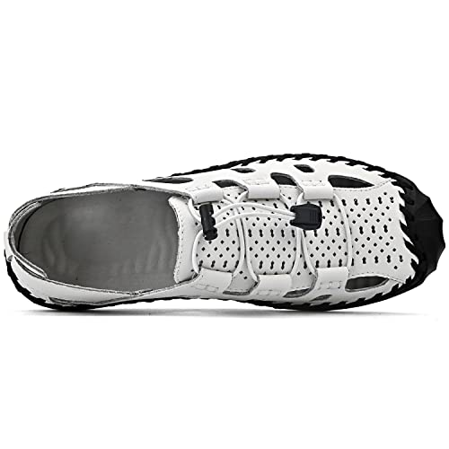 Sandals Man Slippers For Men Flip Flops Men's Closed Toe Summer Shoes Leather Breathable Outdoor Casual Shoe Beach Sport Hiking Work Male Brown Black Wide Big Size4