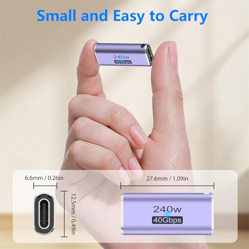 Image of Tobfit USB C Adapter 40Gbps(2 Pack), USB-C Male to Female Adapter 4.0 Type C Data Transfer Connector Compatible for Samsung, MacBook and More Type-C Device-Straight