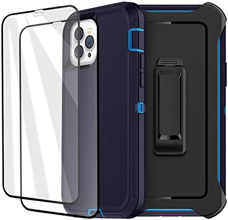 Defense iPhone 12 Case iPhone 12 Pro Case with Two Screen Protector Layer Rugged Heavy Duty Cases for iPhone 12/ iPhone Pro,6.1 inch 2020 (Admiral Blue/Royal Blue)