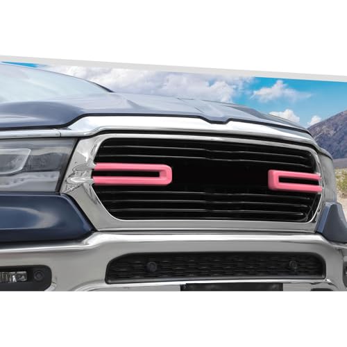 Image of Jimen Compatible with Dodge Ram 2018-2025, 2PCS Front Grille Cover Exterior Trim Accessories (Pink)