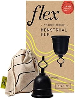 Flex Cup Starter Kit (Full Fit - Size 02) | Reusable Menstrual Cup + 2 Free Menstrual Discs | Pull-Tab for Easy Removal | Tampon + Pad Alternative | Capacity of 3 Super Tampons