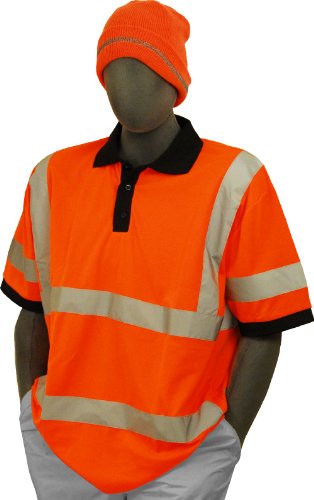 Majestic Glove 75-5312 Birdseye Polyester High Visibility Polo T-Shirt with 2 Reflective Tape, 6X-Large, Orange