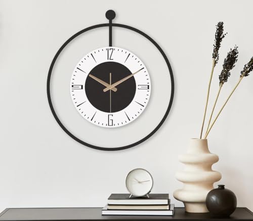 Image of Stylish Metal Analog Wall Clock for Living Room, Bedroom, Office, Kitchen, Home and Hall | Antique Fancy Big Size Modern Wall Watch for Home Decor (Style-34, 50CM)