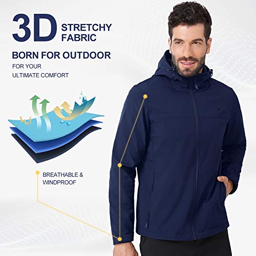 CAMEL CROWN Mens Softshell Jacket Fleece Lined Waterproof Windproof Lightweight Outerwear Full Zip Hiking Work Travel4