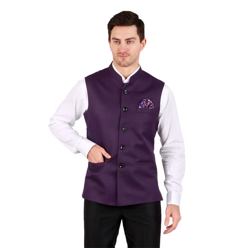 GoSriKi Menâ€™s Nehru/Modi Jacket (Waistcoat) along-with Inner pocket - Premium Cotton Fabric with Polyester lining, Stylish Sleeveless Bandhgala Regular Fit for Festive, Casual, or Occasional in neutral