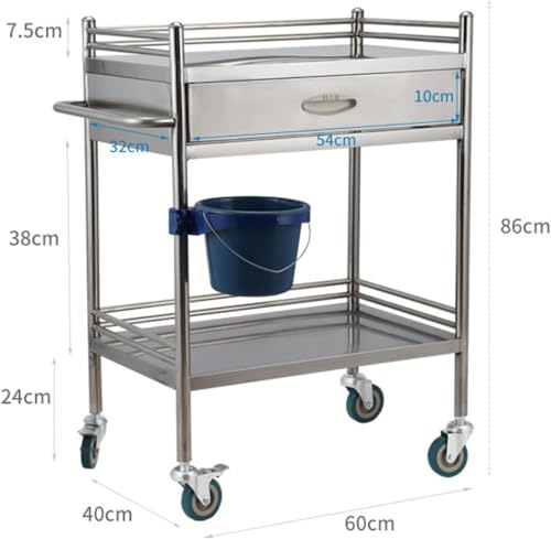 Wózek narzędziowy ze stali nierdzewnej – mobilny wózek medyczny do szpitali, laboratoriów, do użytku awaryjnego, wytrzymały, wózek na kółkach z półkami do przechowywania, trwały i łatwy do czyszczenia