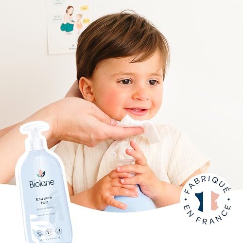 BIOLANE - H2O reines Wasser – Neue Verpackung – Reinigungsmittel für Gesicht, Körper und Sitz des Babys – ohne Ausspülen – 1 Pumpflasche 750 ml