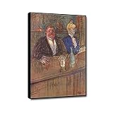 GLUXIT Tableaux célèbres de Toulouse-Lautrec. Au Café - Reproduction. Impression sur toile. Tableau d'art mural pour décor de salon 60x96cm(23.6x37.8in) sans cadre