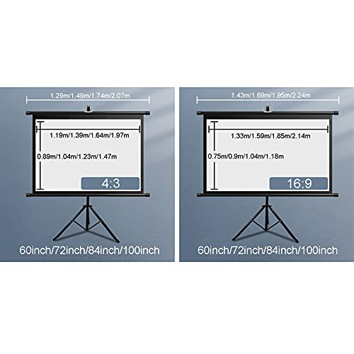 Pantalla de proyector portátil con trípode - Pantalla de proyección móvil HD 4:3/16:9 para interiores y exteriores, libre de arrugas (84 pulgadas 4:3) miniatura 7