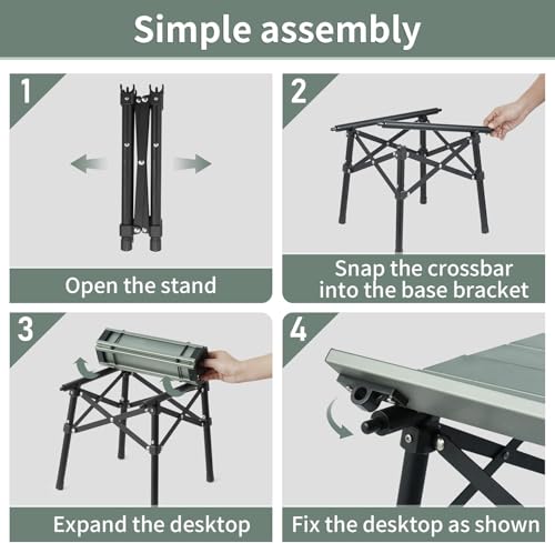 Image of DOLPHY Compact Aluminium Folding Camping Table | Multipurpose Folding Camping Table with Roll-up Tabletop |Table for Camping, Fishing, Hiking, Travel, Picnic, Beach - (Square)
