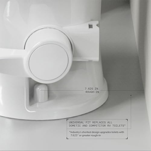 Image of Dometic Model 400 Essential RV Toilet - Round Lightweight Plastic Bowl, Universal Fit & 2-Bolt Mount, 18 inch Chair Height Residential Style, Gravity Flush Toilet with Soft-Close Seat, Bone (9610008276)