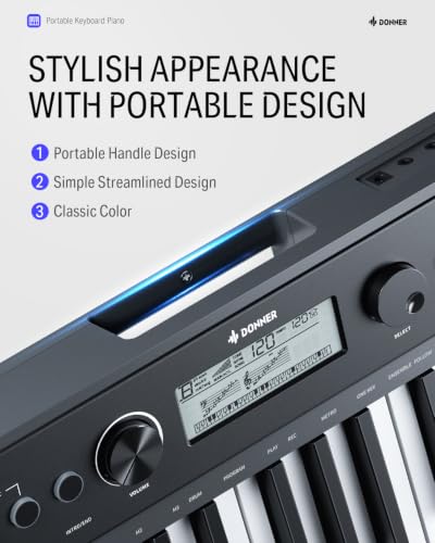 Donner Electric Keyboard Piano 61 Keys, Portable Piano Keyboard for Beginners with 300 Tones & Rhythms, 40 Demos, LCD Screen, Dual Power Supply Modes, USB-MIDI, Black（SD-10） - image 4