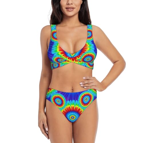 blue spiral print bikini set