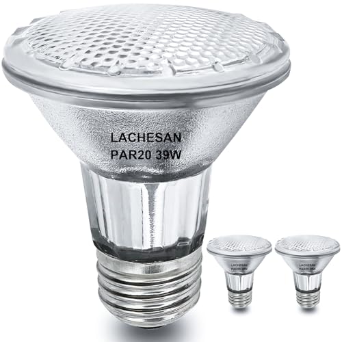 Lachesan PAR20 Flood 39W 120V 480 Lumens Flood Light Bulb PAR20 Range Hood Light Bulb with Dimmable E26 Base Dimmable 2800K Warm White Long Lasting for Indoor Spotlight Range Hood Recessed 2 Pcs