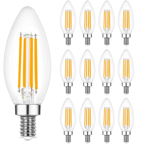 Sigalux LED Candelabra Light Bulbs Dimmable E12 LED Bulb 60W Equivalent 2700K Soft White B10 Candle Bulbs for Chandelier 5W 450LM 12 Pack
