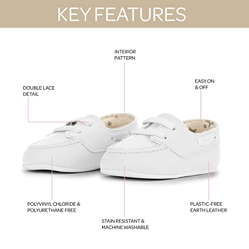 Jujube Boat Shoes For Babies & Infants - Machine Washable Vegan Leather Nautical Slip-Ons - Top Sider - Snowy White - 3-6 Months #TOP2