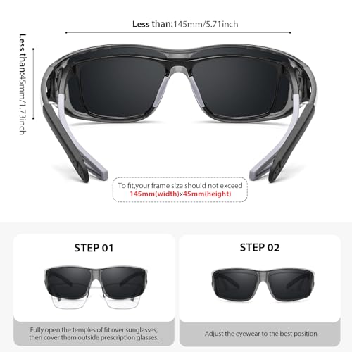 Image of VIEWBETTER Polarized Fit Over Glasses Sunglasses for Men Wrap Around Shades UV Protection Wear Over Eyeglasses SG0312