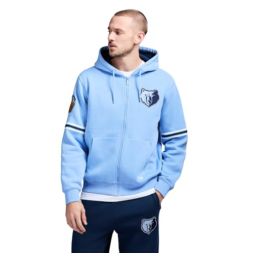 GAME 7 x NBA Officially Licensed Men's Full-Zip Up Long Sleeve Hooded Fleece Sweatshirt, Memphis Grizzlies, XL, Blue