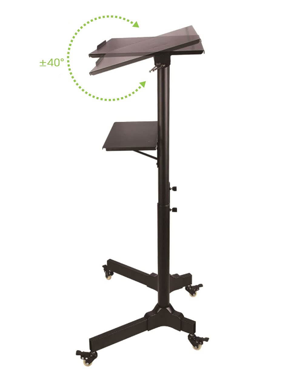 Techly ICA-TB TPM-1BK Notebook Stand Schwarz - Notebook-Ständer (Notebook Stand, Schwarz, Metall, 1030-1250 mm, 0-40°, 620 mm)