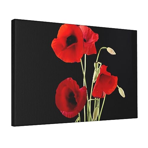 Toile murale fleurs rouges DEHIWI pour raviver un mur blanc