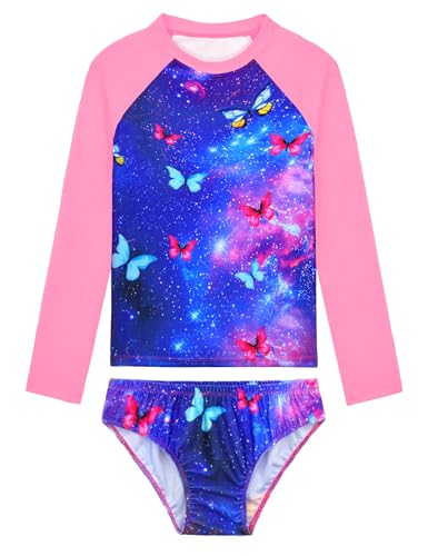Image of Girls Rash Guard Swimsuit Two Pieces Adorable Swimswear Quick Dry Bathing Suit Long Sleeve