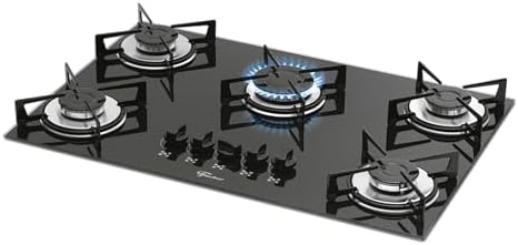 Fischer Cooktop à Gás 5 Bocas Mesa Vidro Preta Bivolt 1642-6985
