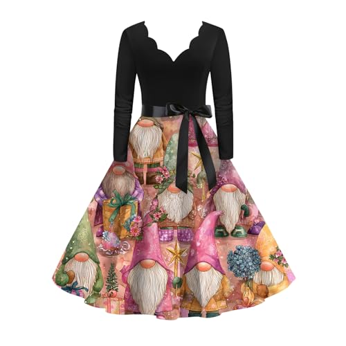 Generisch Weihnachtskleid für Frauen mit Sternendesign und Weihnachtsbaum Weihnachtskleidung Weihnachtsoutfit Festtage Bequeme Winterkleider...