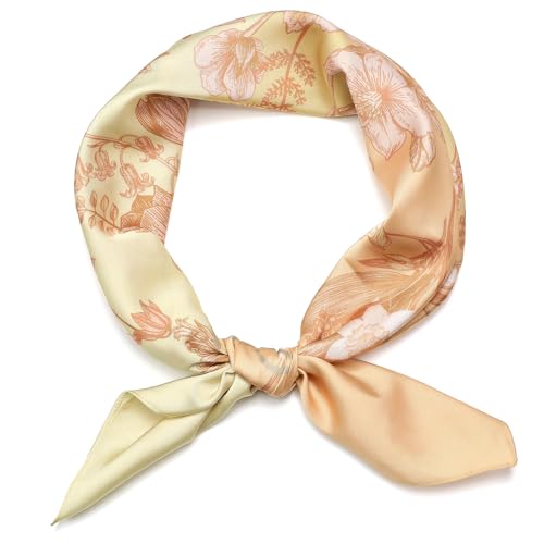 Cicy Bell Womens Silk Head Scarf Floral Satin Bandana Lightweight Square Sleeping Hair Wrapping 27.5
