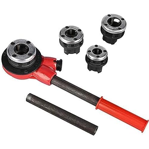 Image of Manual Pipe Threader Tool Kit w/ 4 Dies Set + Ratchet Handle + Case 4 Dies Pipe Threading Kits 1/2" 3/4" 1" 1-1/4"